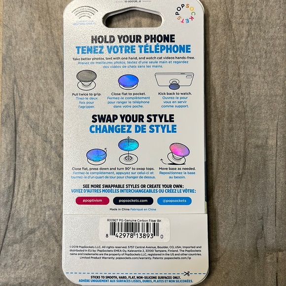 New! Pop Socket Pop Grip Luxe Color: Black Carbon Fiber - Picture 2 of 2